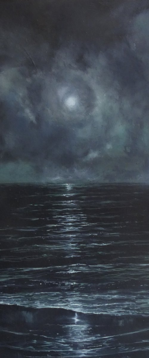 Moonlight Sonata - seascape oil painting Italy by Gianluca Cremonesi