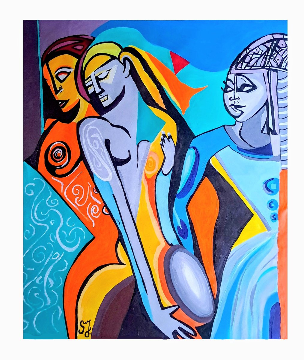 Portrait Acrylic Painting By Sanja Jancic, 33 X 39", Echoes Of The Soul, Original Artwork