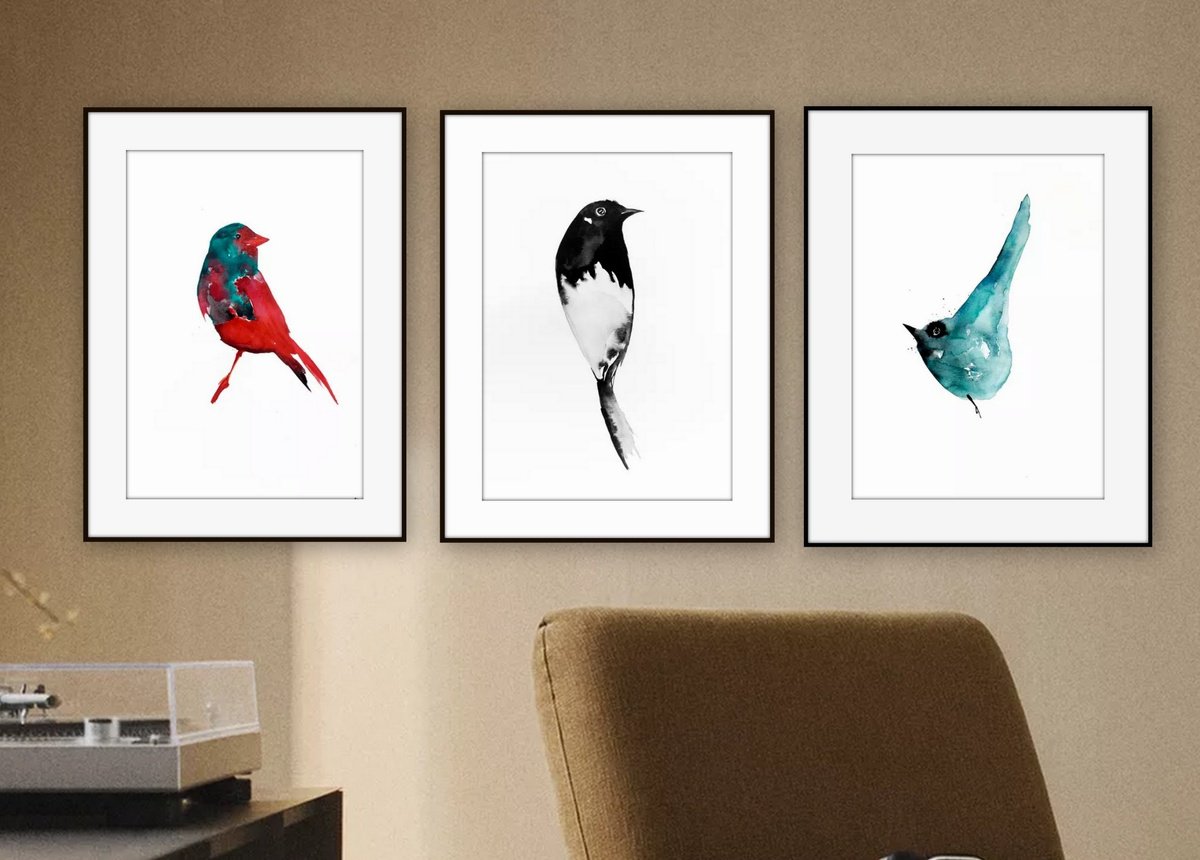 Impressionistic Animal Watercolour By Nadia Moniatis, 12 X 16", Birds, Original Artwork