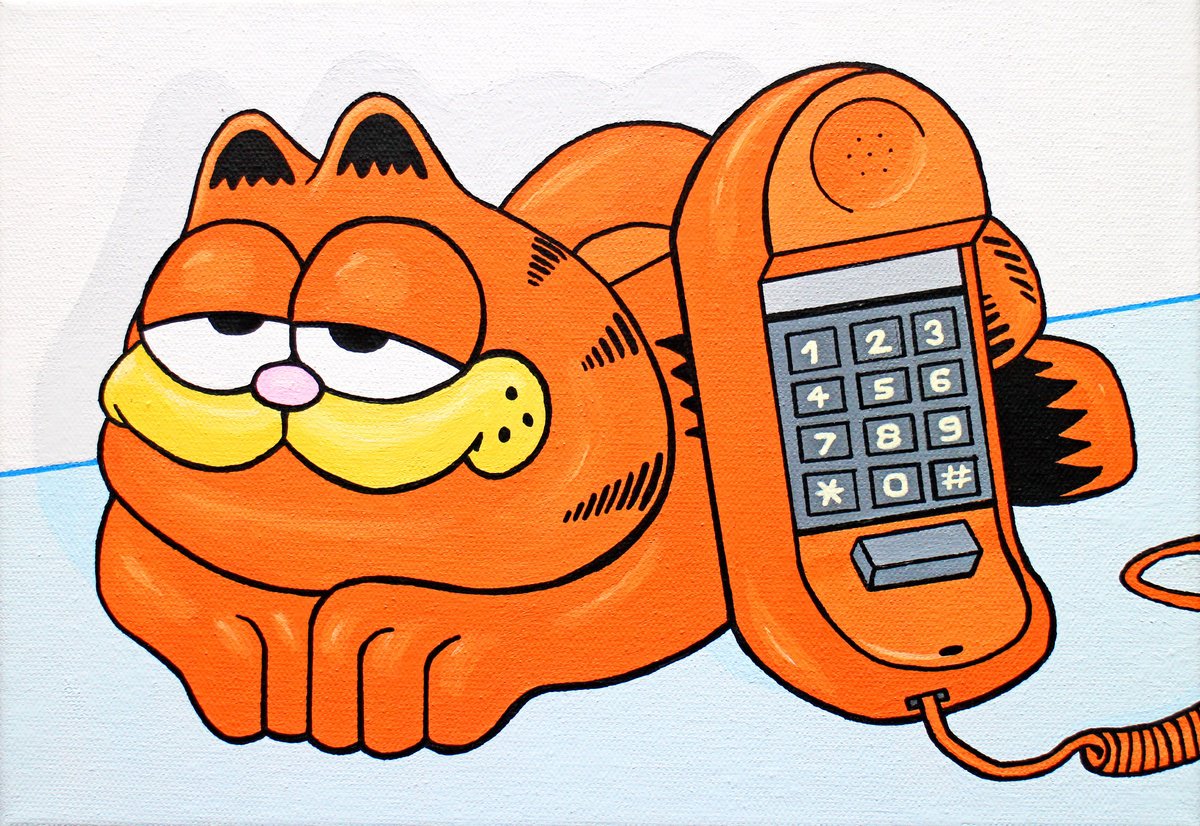 Garfield Phone Pop Art by Ian Viggars