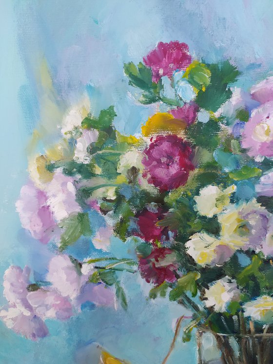 Flowers and apples