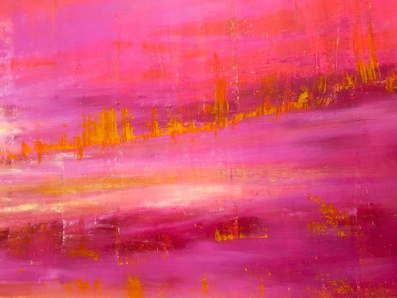 A field of Rose hips - XXL abstract palette knife painting