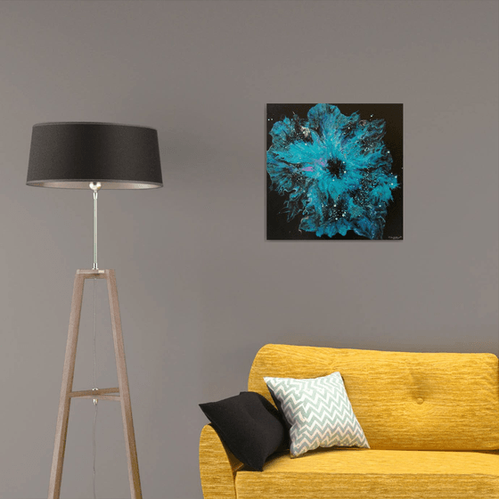 "Blue Flower" Acrylic Painting