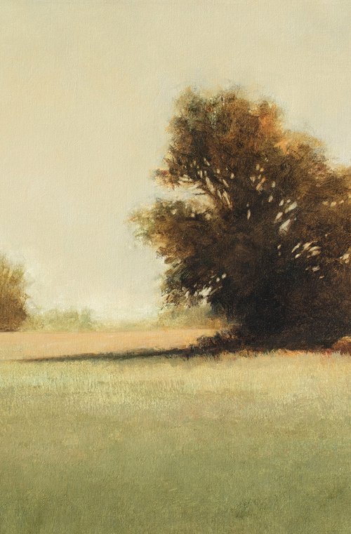 Tree Shadows 220407, Tonal landscape painting by Don Bishop