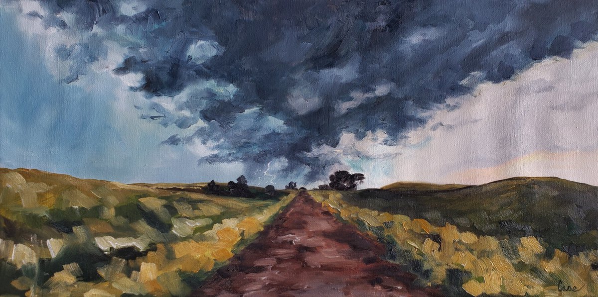 Prairie Road Storms - Landscape - Storms - North Dakota by Katrina Case