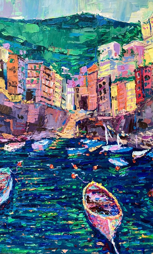 Fishing Boats of Riomaggiore by Adriana Dziuba
