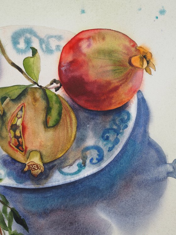 Pomegranates on a plate