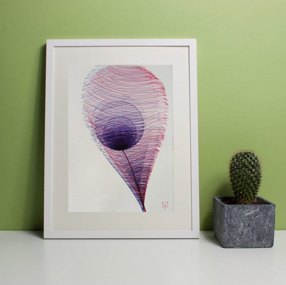 Abstract Ink Drawing By Marya, 6 X 8", "Meditation 8", Original Artwork