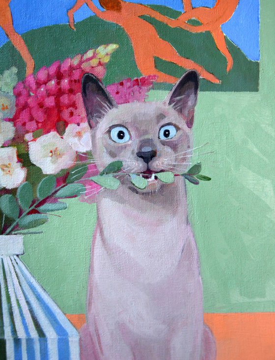 Gladioli, Matisse and the cat