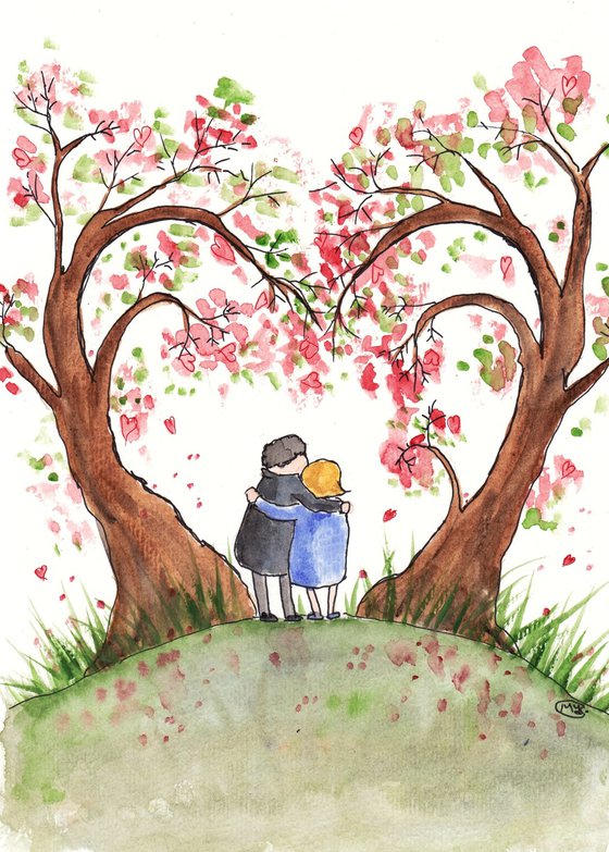 Couple and Love Hearts Tree