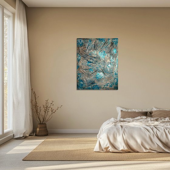 «Deep im Ozean» Azure blue