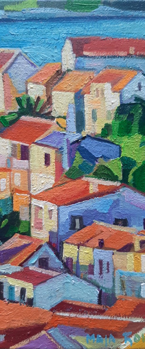 Red roofs 2, miniature, 2022 by Maja Đokić Mihajlović