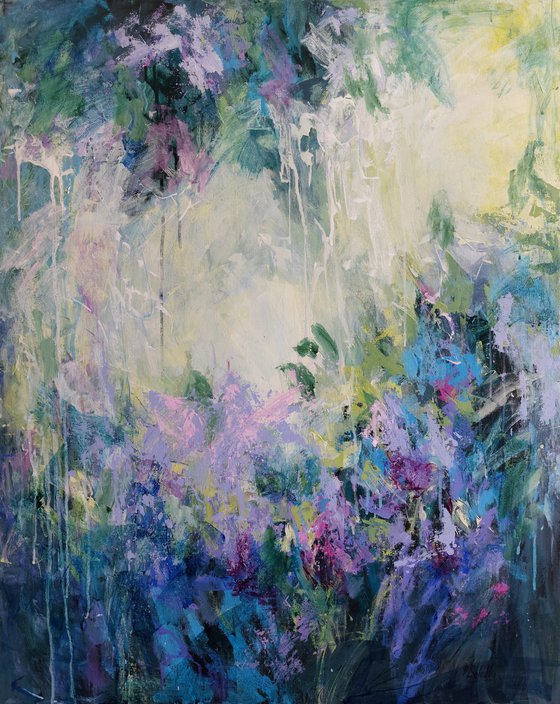 Lilac Waterfall. Abstract Floral Landscape
