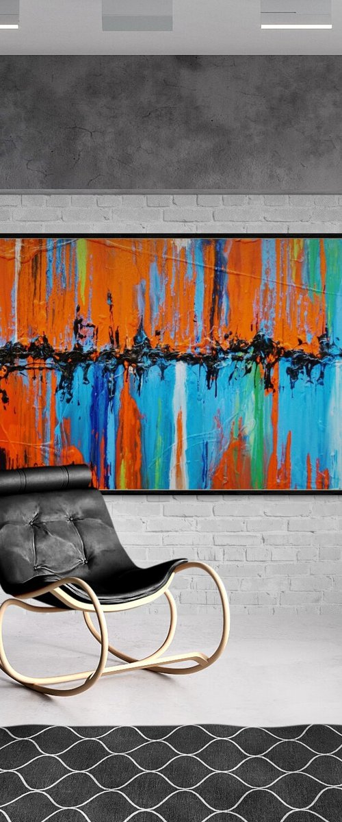 Sunset on the Boulevard 240cm x 100cm Textured Abstract Art by Franko
