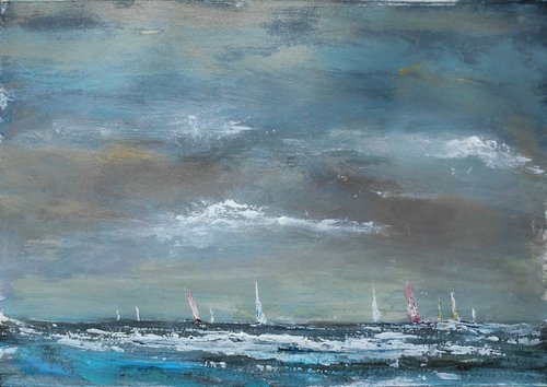 Seascape. Little Boats XV by Maxine Anne  Martin