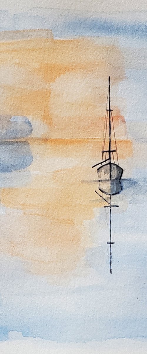 Sailboat - Sailing - Seascape - "Solo Sail III" by Katrina Case
