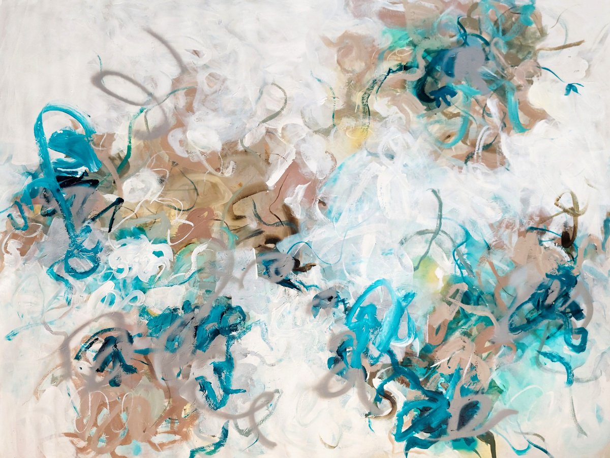 Abstract Acrylic Painting By Cristian Cuevas, 61 X 48, Azucenas, Original Artwork