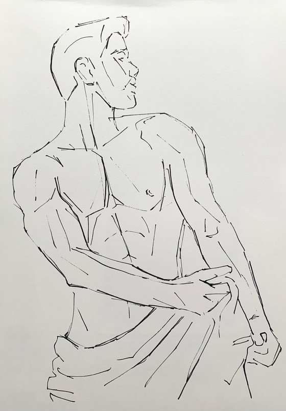 Man naked drawing nude male gay sketch