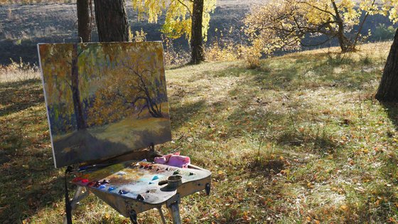 Sunlight autumn landscape painting