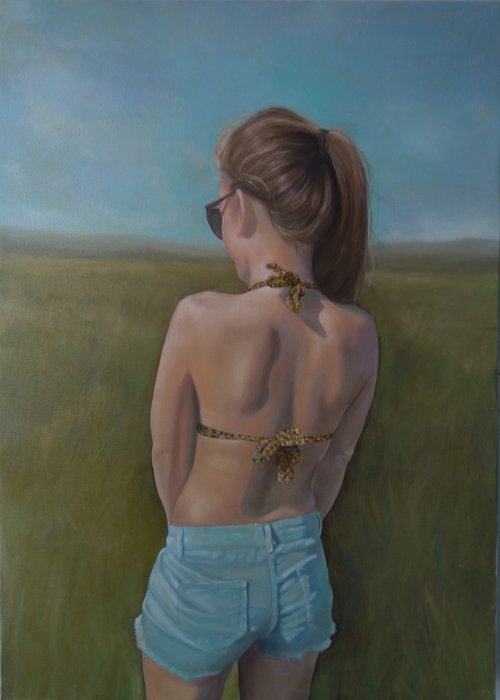 Glamorous girl (50x70cm, oil canvas, ready to hang) by Kamsar Ohanyan
