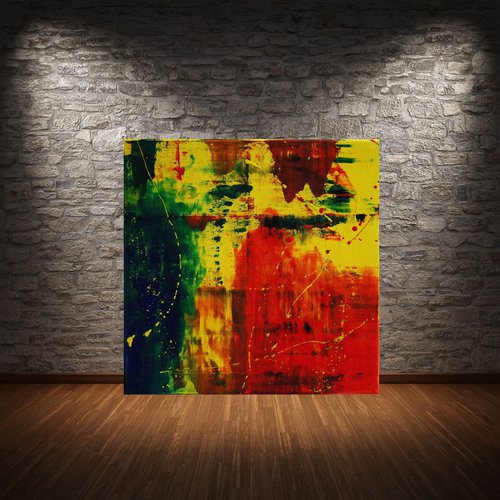 SqA_B1604 (small abstract in oil)  (40 x 40 cm) (16 x 16 inches) by Ansgar Dressler