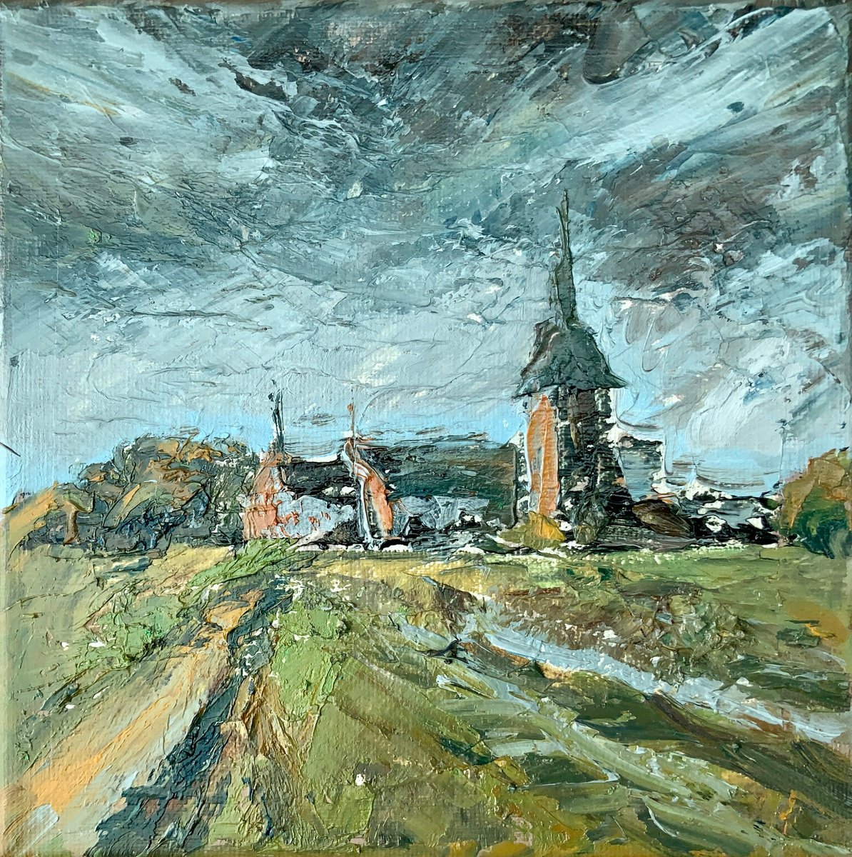 One little church - French landscape, stormy clouds by Alexandra Jagoda (Ovcharenko)