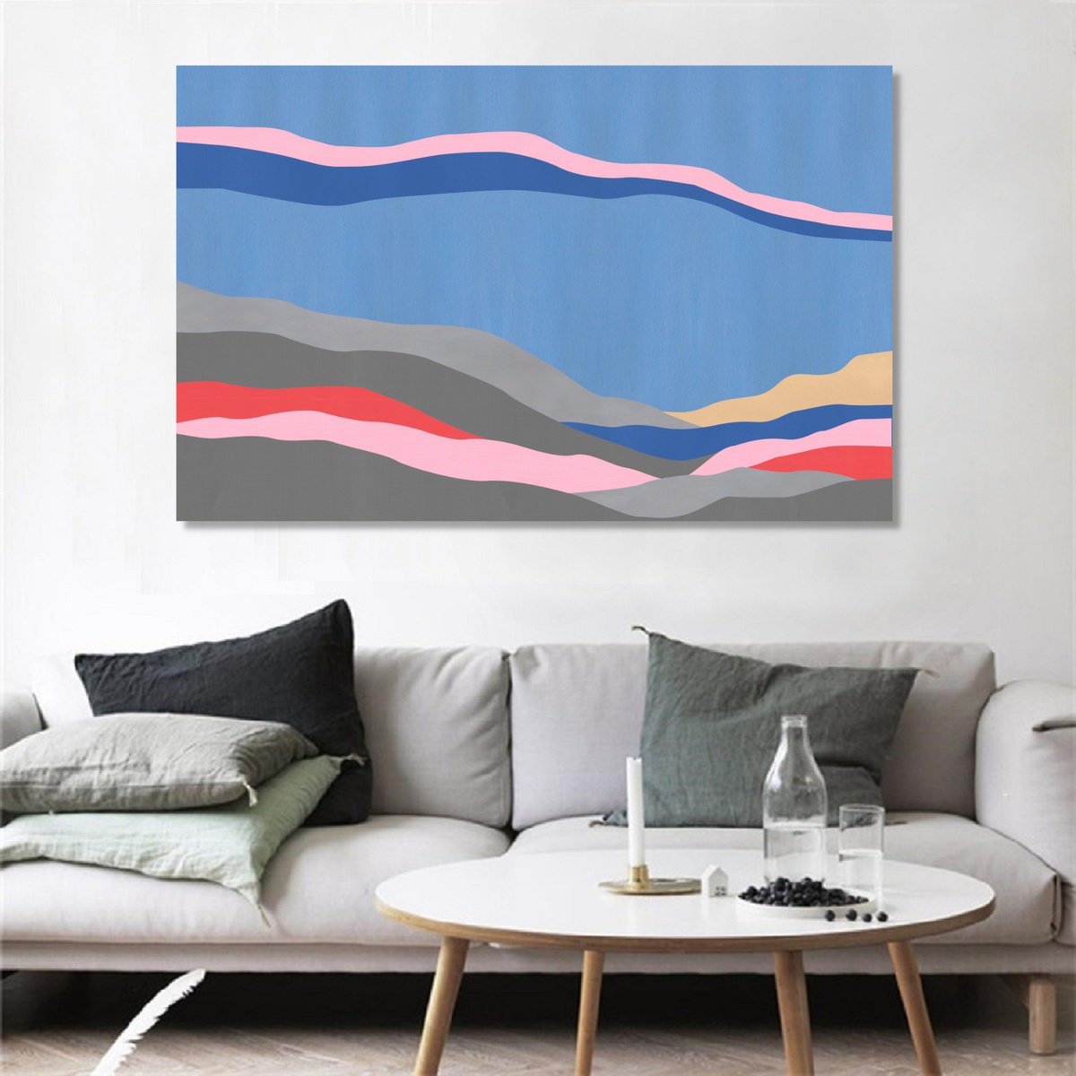 Abstract Landscape Acrylic Painting By Marina Krylova, 39 X 24", Abstract Landscape #65, Original Artwork
