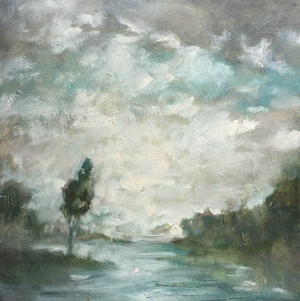 Impressionistic Landscape Oil Painting By Guy Pickford, 11 X 11, Allowing Space, Original Artwork