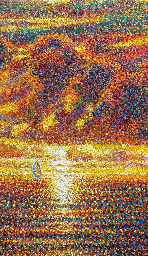 Path of light. pointillism landscape by Andrii Chebotaru