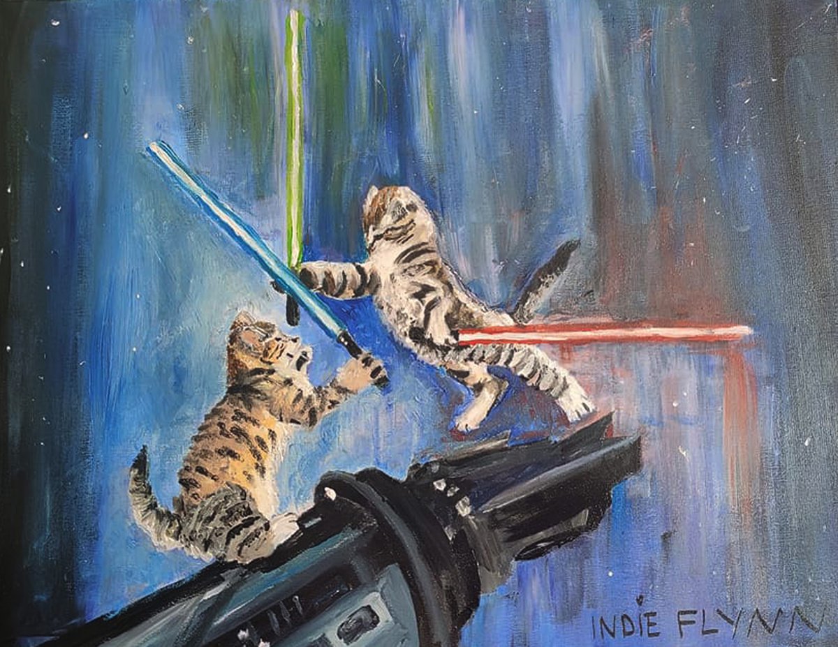 Star Paws- lightsaber cats by Indie Flynn-Mylchreest of MeriLine Art