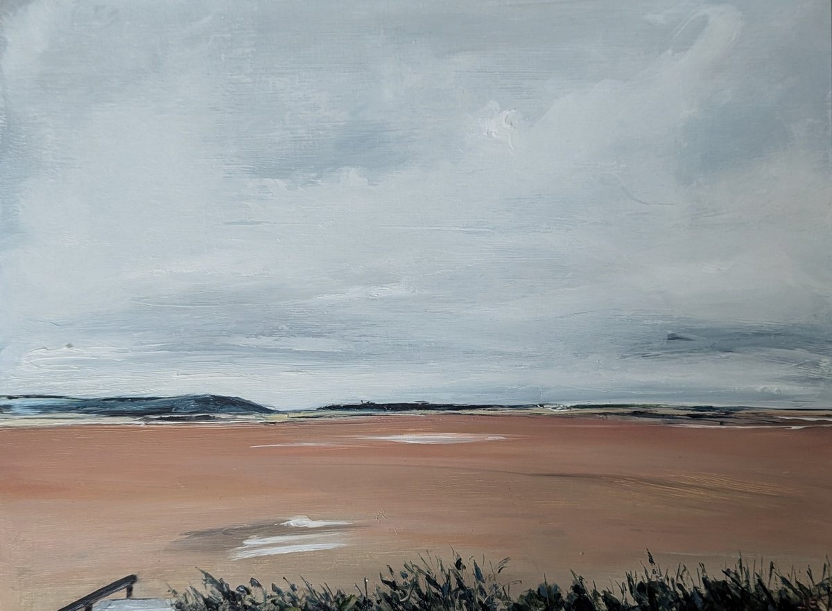 Expressive Landscape Oil Painting By Jo Earl, 12 X 9, Hoylake Beach, The Wirral #2, Original Artwork