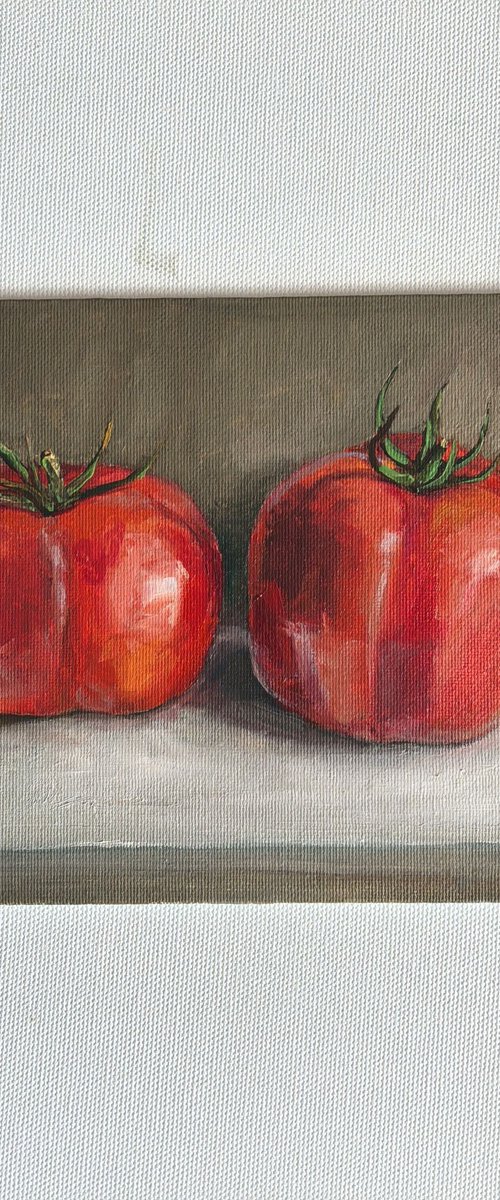 Tomatoes oil painting by Leyla Demir