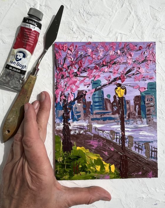 New York spring original oil painting