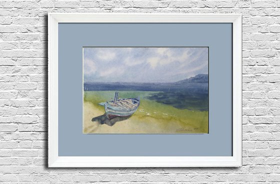 Seascape with boat