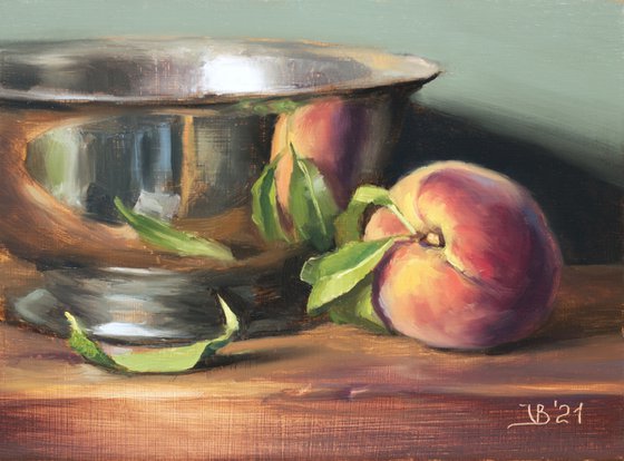 Peach and a Silver Bowl