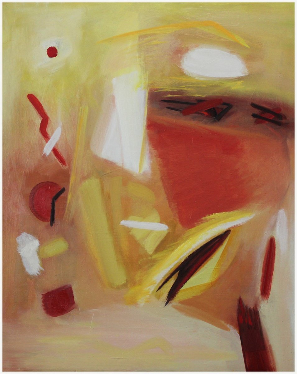 Abstract Oil Painting By Victorine Follana, 26 X 32", Un Point C