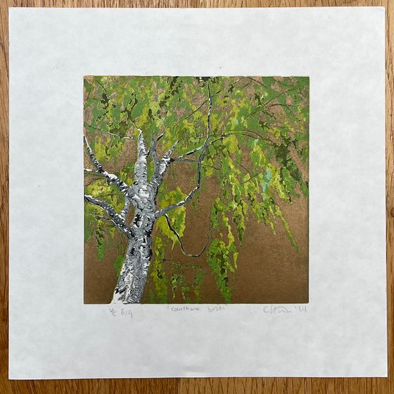 Birch Tree Linocut Print