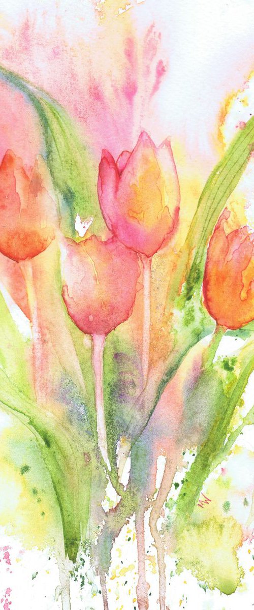 Tulips Splash - semi abstract floral by Michele Wallington