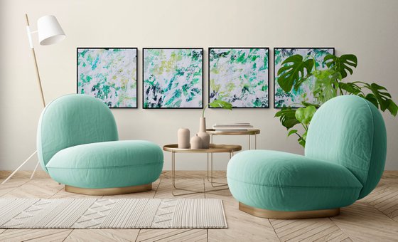 Beyond the sea no. 17820 - set of 4 green abstract