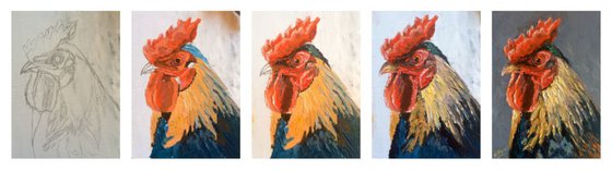 Rooster #5 - Original Textured Portrait