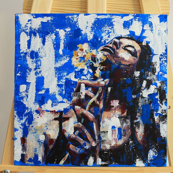 Blue (30x30 cm) acrylic painting on canvas