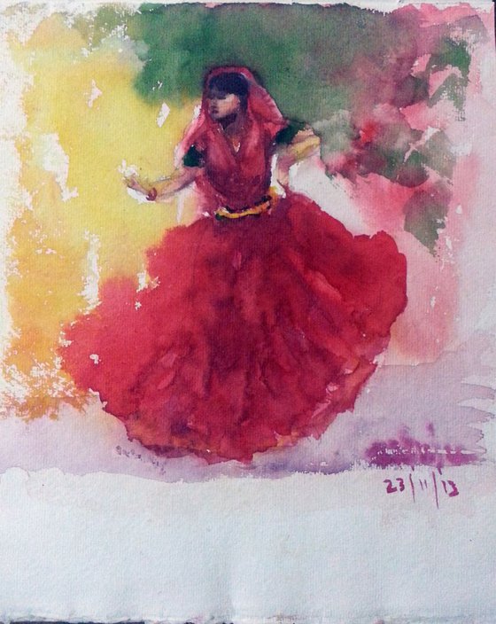 Watercolor dancer Gypsy dancer