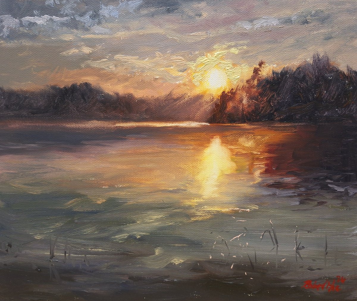 Sunset Over The Lake by Robert Mee