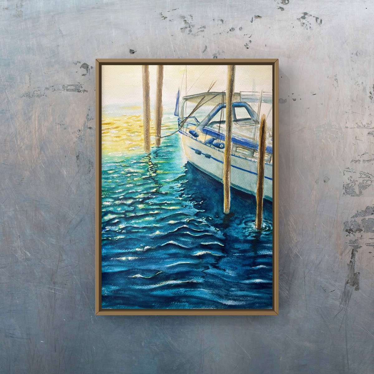 Impressionistic Landscape Watercolour By Neha Soni, 12 X 15", Sailing On Summer Breeze, Original Artwork