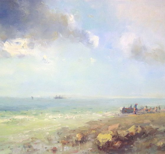 Seashore, Original oil Painting, Handmade art, Impressionism, One of a Kind