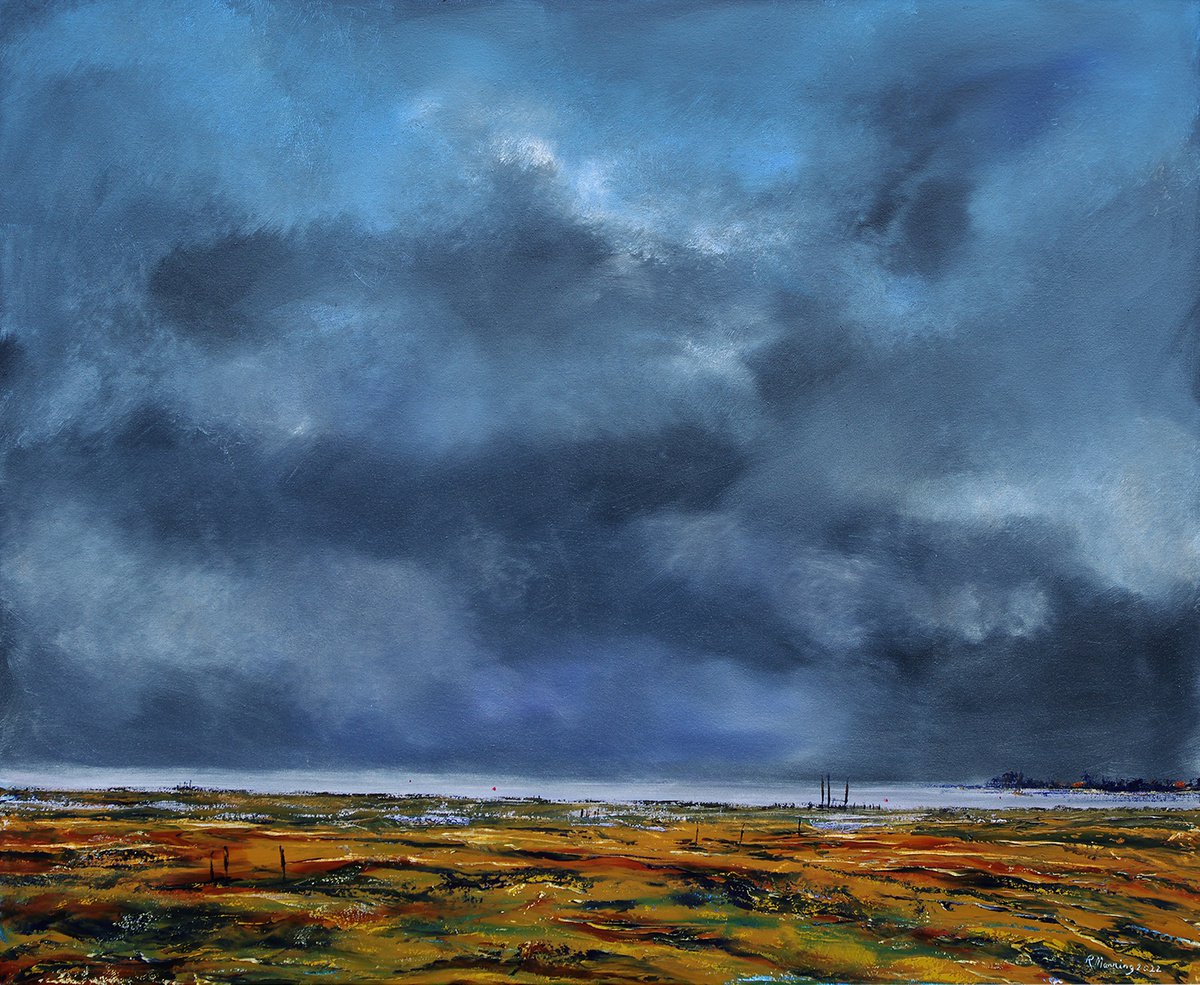 Impressionistic Landscape Oil Painting By Richard Manning, 44 X 36", Landscape-36, Original Artwork