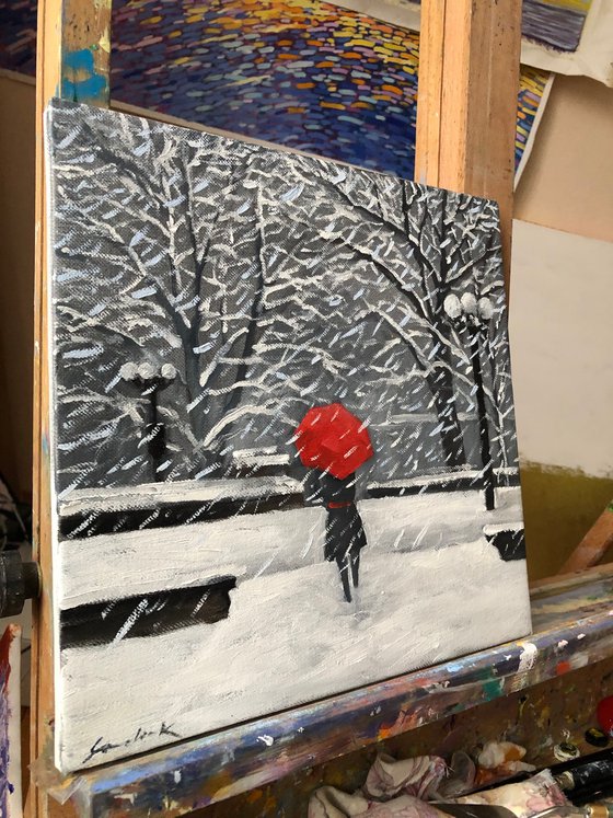 Lady with red umbrella