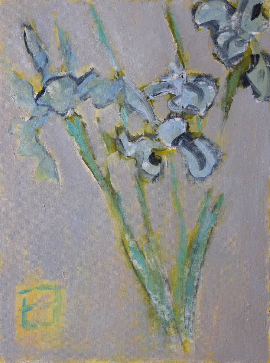 Blue Irises By Elena Zapassky, 12 X 16, Artwork For Sale On Artfinder