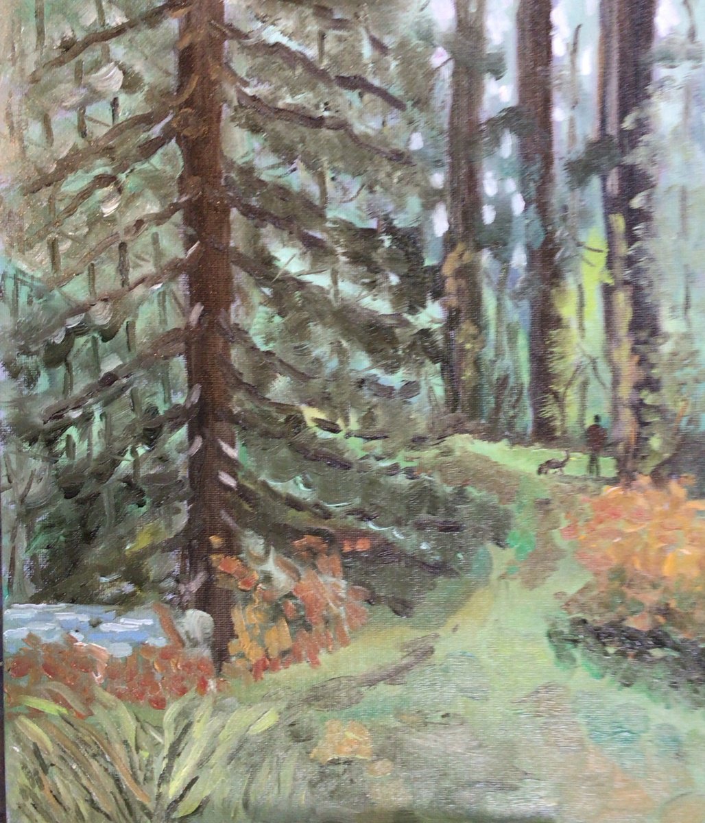 Impressionistic Landscape Oil Painting By Julian Lovegrove Art, 10 X 12", In The Forest., Original Artwork