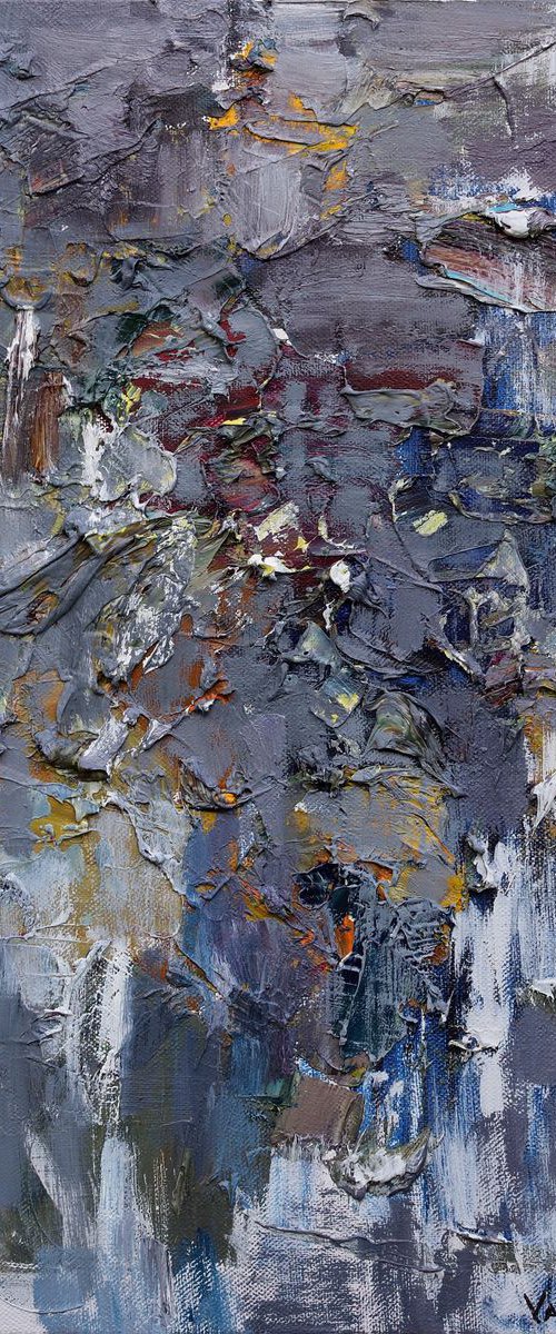 Gray abstraction - Original oil painting by Anastasiia Valiulina